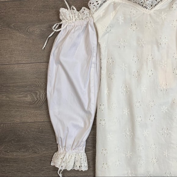 For Love & Lemons Vera Eyelet Ruffle Lace Mini Dress White Size Small - Picture 8 of 16